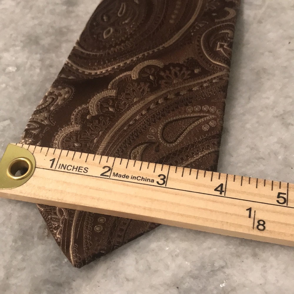 Sean John Paisley Silk Tie Mens Necktie Brown Handmade Festival Hipster Preppy - Picture 6 of 6